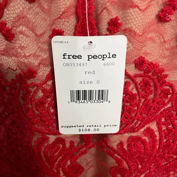 ☀️NWT Free People Red lace mini dress - Picture 3 of 8